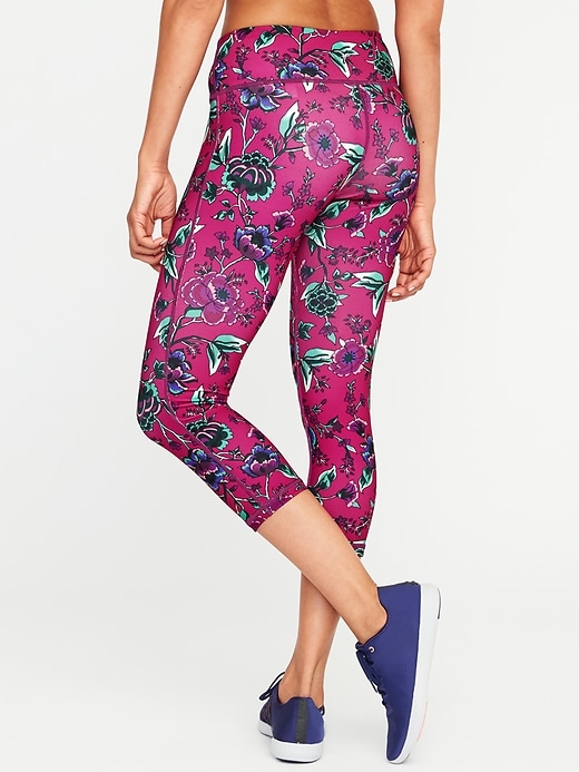 View large product image 2 of 3. Mid-Rise Floral-Print Compression Crops for Women