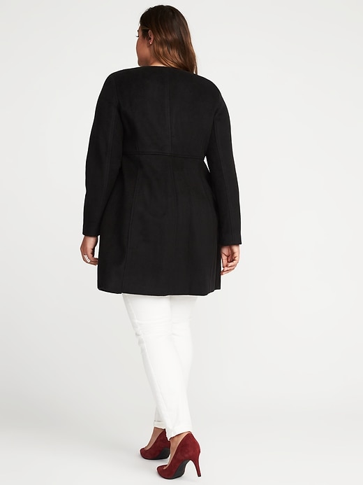Image number 2 showing, Collarless Wool-Blend Plus-Size Coat