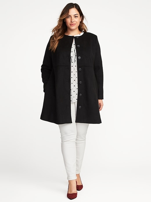 Image number 3 showing, Collarless Wool-Blend Plus-Size Coat