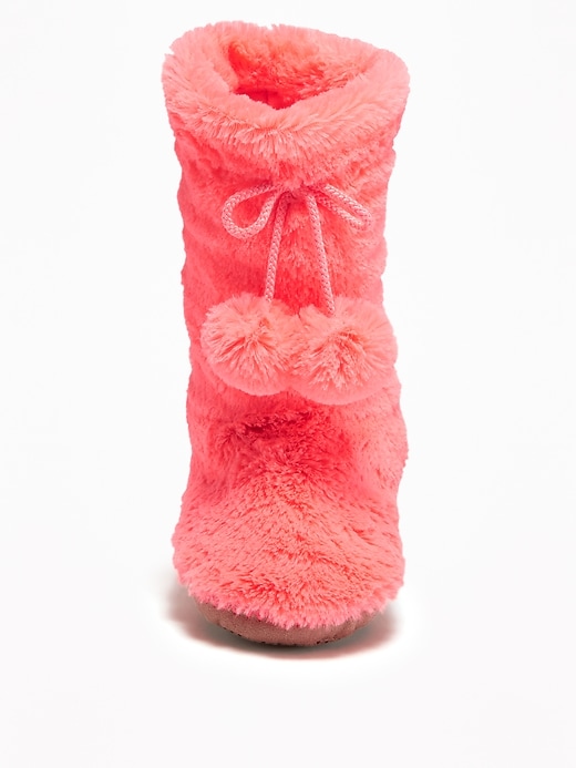 View large product image 2 of 3. Faux-Fur Pom-Pom Slipper Boots for Girls
