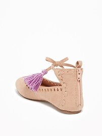 View large product image 3 of 4. Sueded Tassel-Trim Flats For Toddler Girls