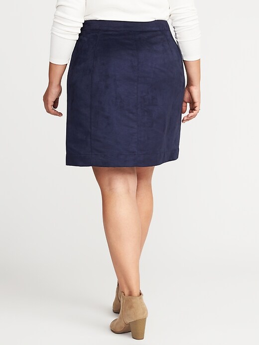 View large product image 2 of 2. Sueded Snap-Front Plus-Size Mini
