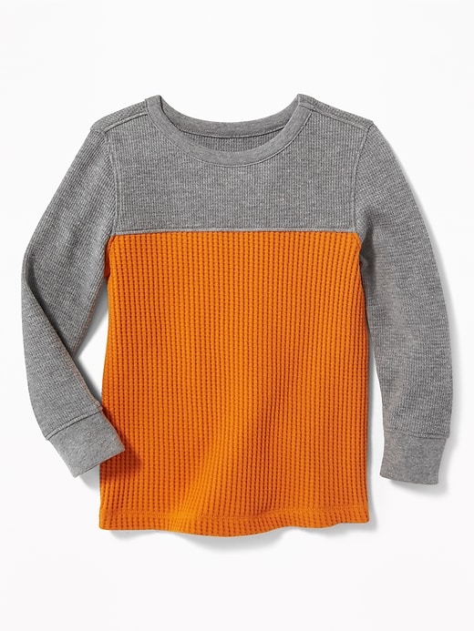 View large product image 1 of 1. Premium Color-Block Chunky Waffle-Knit Tee for Toddler Boys