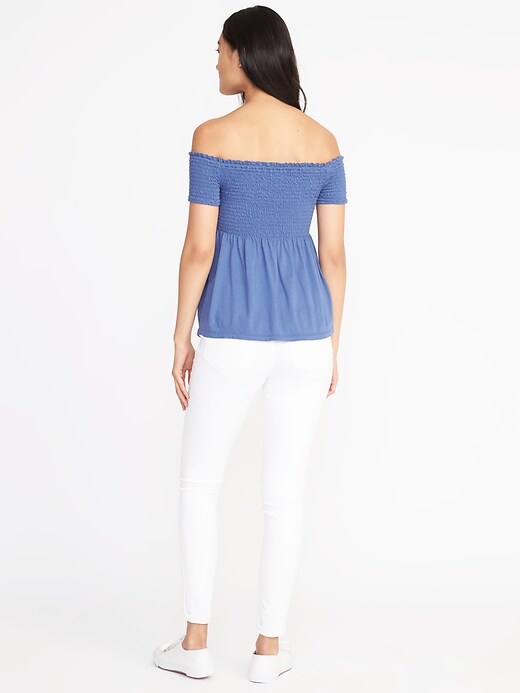 Smocked Off-the-Shoulder Peplum Top for Women