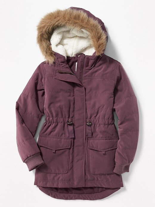 View large product image 1 of 1. Faux-Fur Trim Hooded Parka for Girls