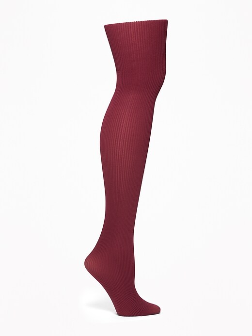 Control-Top Rib-Knit Tights for Women | Old Navy