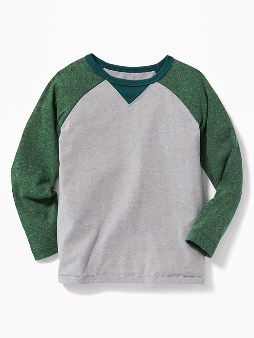 View large product image 1 of 1. Color-Blocked Raglan-Sleeve Tee for Toddler Boys