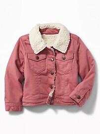 View large product image 4 of 4. Sherpa-Lined Pink Trucker Jacket for Toddler Girls