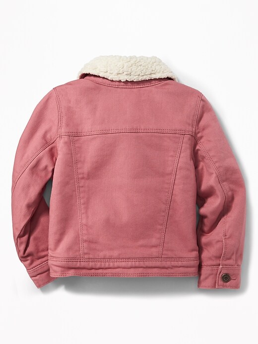 View large product image 2 of 4. Sherpa-Lined Pink Trucker Jacket for Toddler Girls