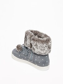 View large product image 3 of 3. Faux-Fur-Trim Pom-Pom Boots for Girls