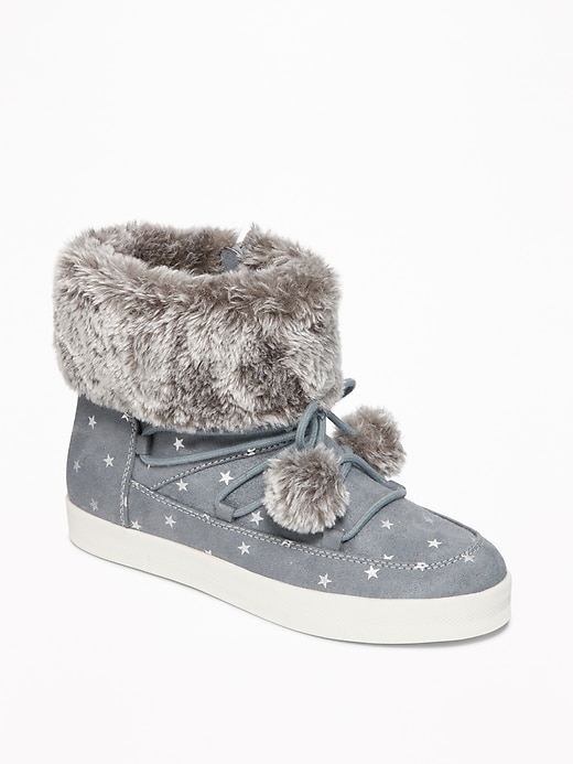 View large product image 1 of 3. Faux-Fur-Trim Pom-Pom Boots for Girls