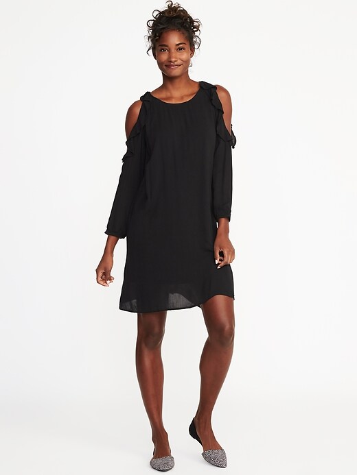 Ruffled Cold-Shoulder Swing Dress for Women | Old Navy