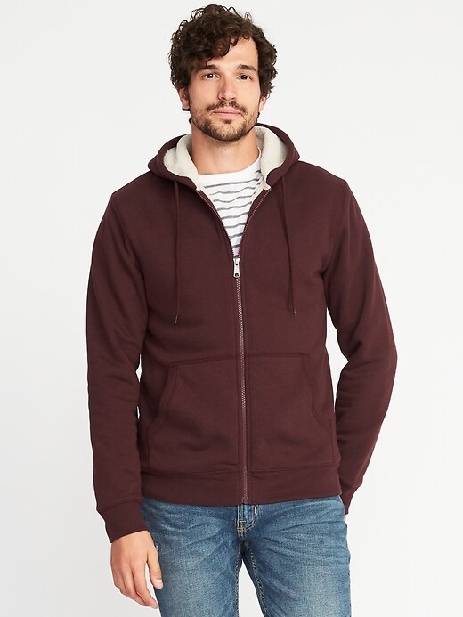 View large product image 1 of 1. Sherpa-Lined Zip Hoodie for Men