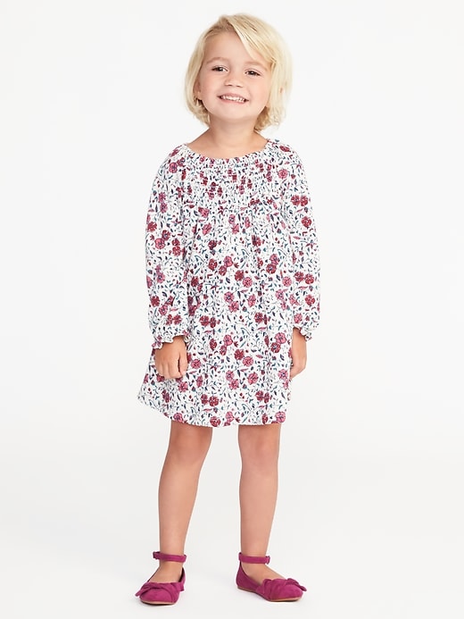 View large product image 1 of 3. Smocked-Yoke Floral Dress for Toddler Girls