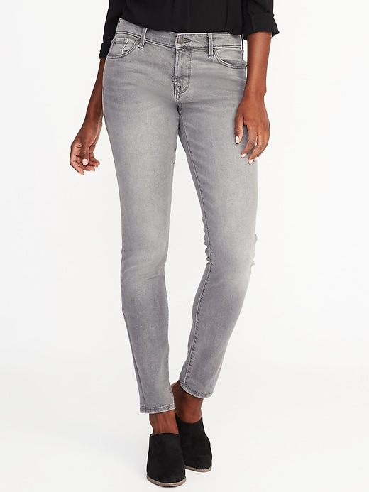 View large product image 1 of 3. Mid-Rise Curvy Skinny Gray Jeans for Women
