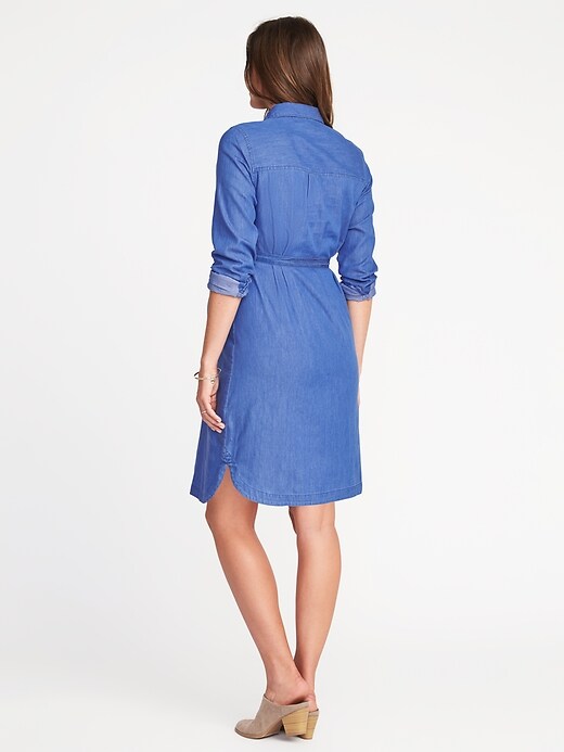 Image number 2 showing, Maternity Pullover Chambray Shirt Dress