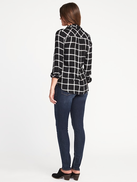 Image number 2 showing, Maternity Classic Plaid Popover Shirt