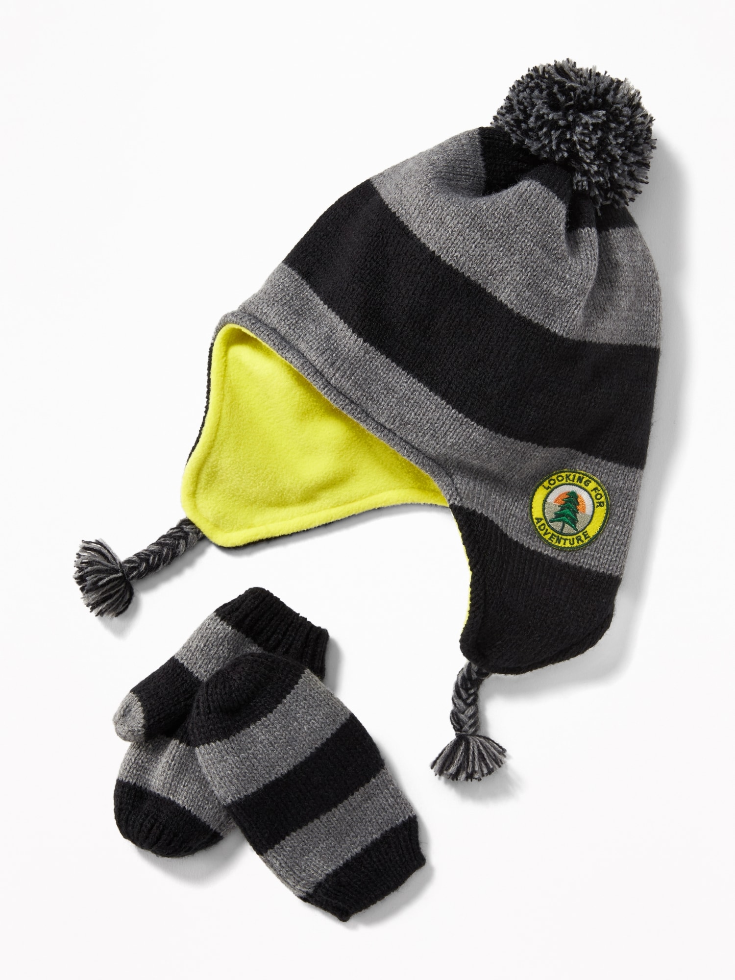 Striped Trapper Hat & Mittens Set for Toddler Boys Old Navy