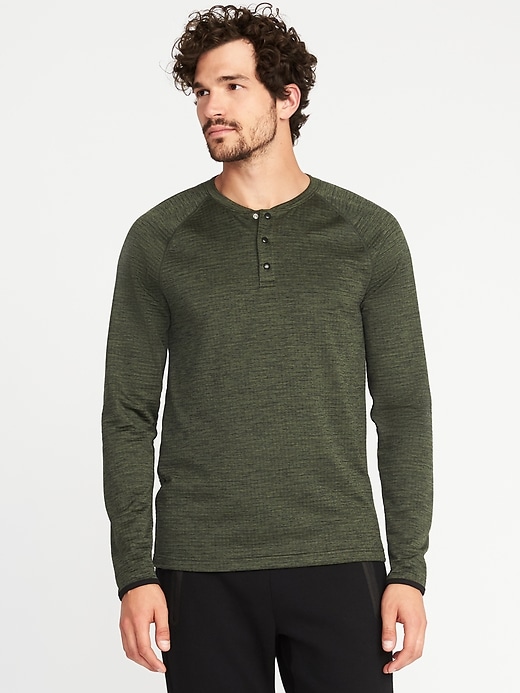View large product image 1 of 1. Go-Warm Thermal-Knit Henley for Men