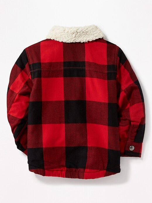 View large product image 2 of 4. Sherpa-Lined Plaid Shirt Jacket for Toddler Boys