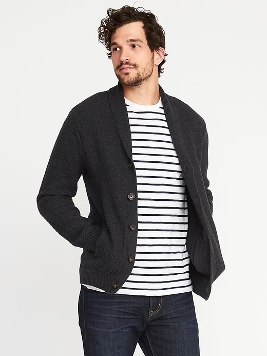 Image number 1 showing, Shawl-Collar Button-Front Cardigan for Men