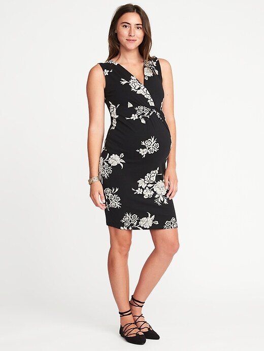 Image number 1 showing, Maternity Sleeveless Cross-Front Bodycon Dress