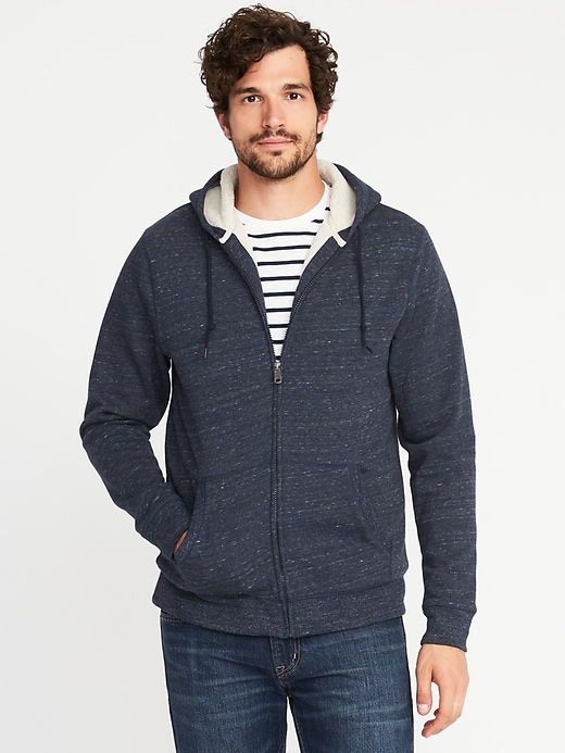 View large product image 1 of 1. Classic Sherpa-Lined Fleece Hoodie for Men