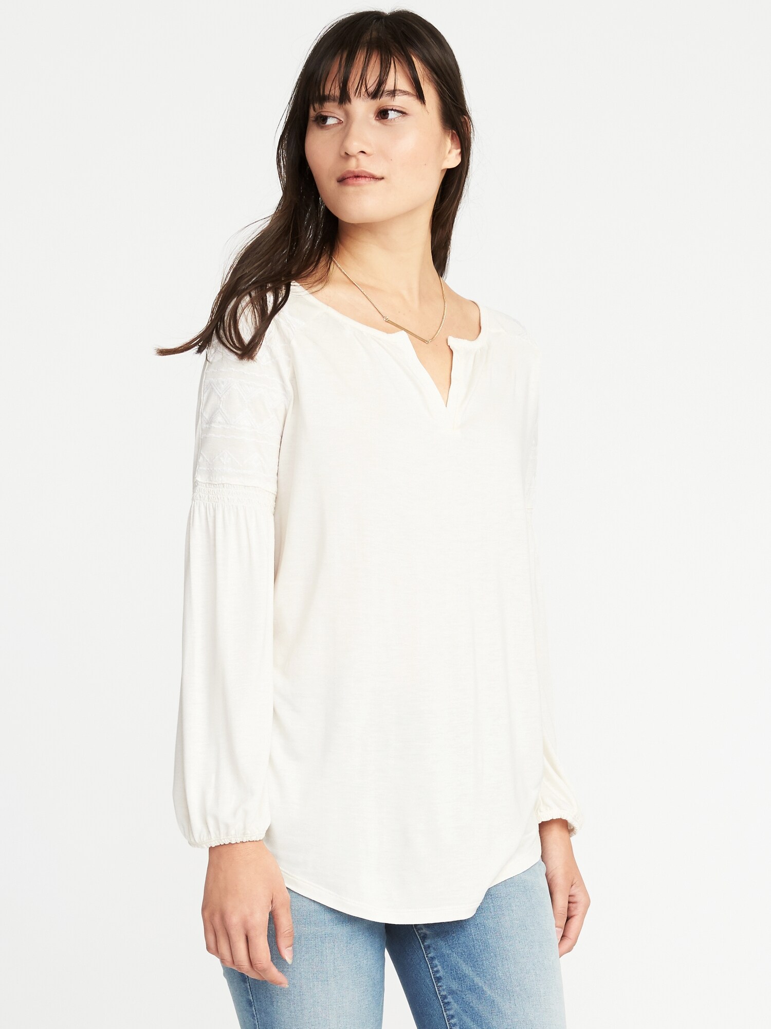 Embroidered-Shoulder Jersey Top for Women | Old Navy