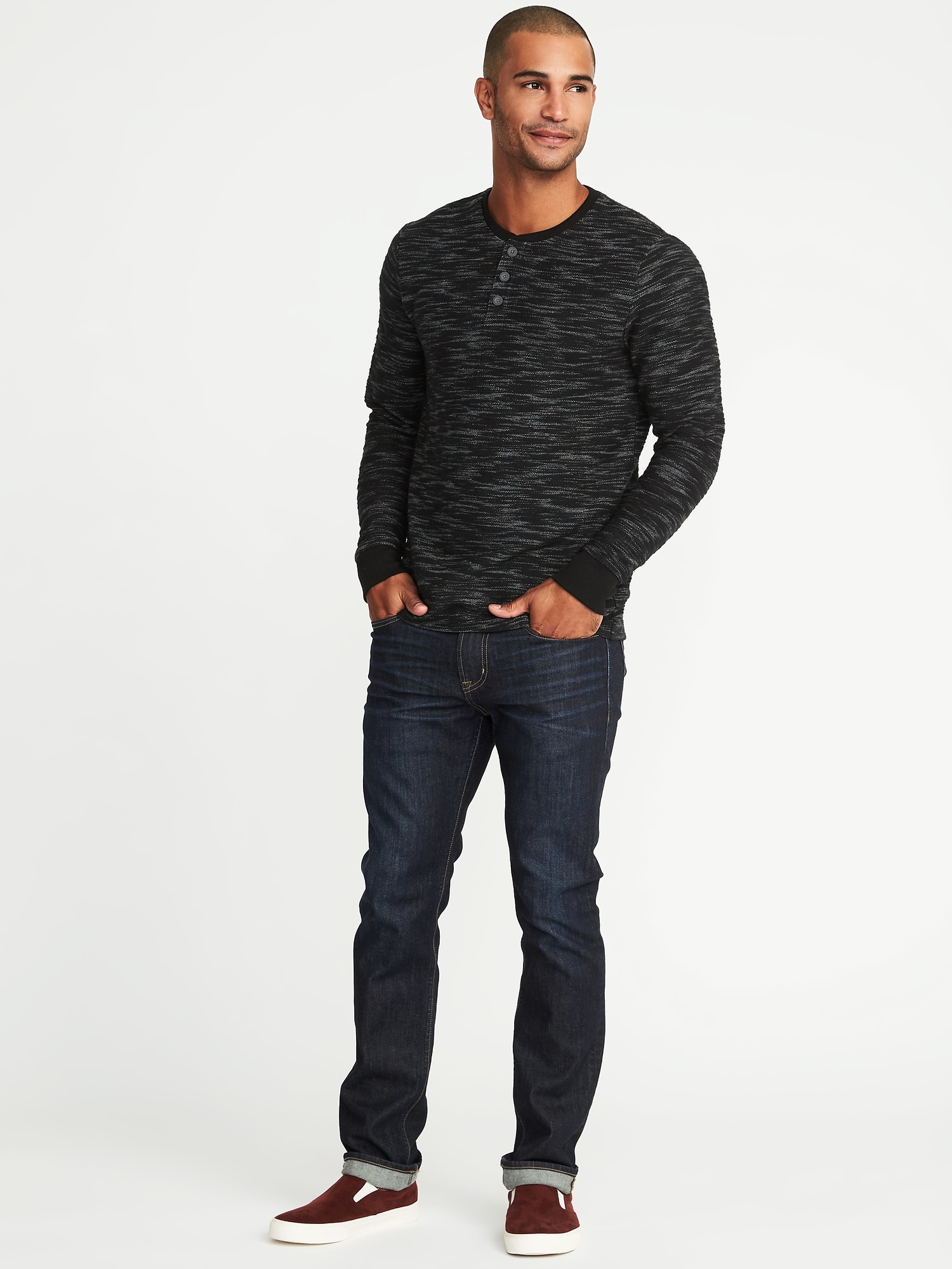 Textured Sweater-Knit Henley for Men | Old Navy