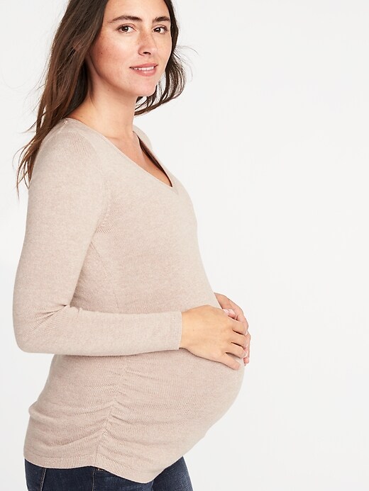 Image number 4 showing, Maternity Fitted V-Neck Sweater