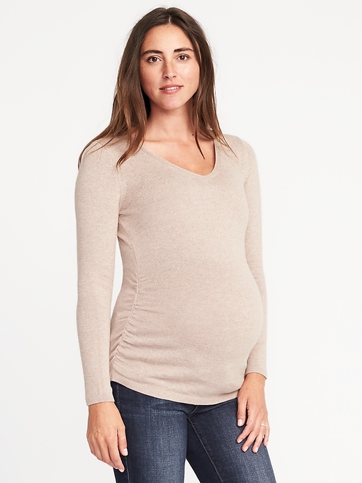 Image number 1 showing, Maternity Fitted V-Neck Sweater