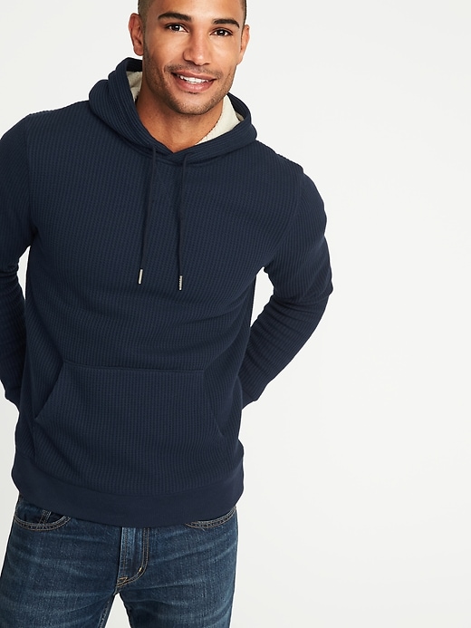 Image number 4 showing, Thick Waffle-Knit Sherpa-Lined Hoodie for Men