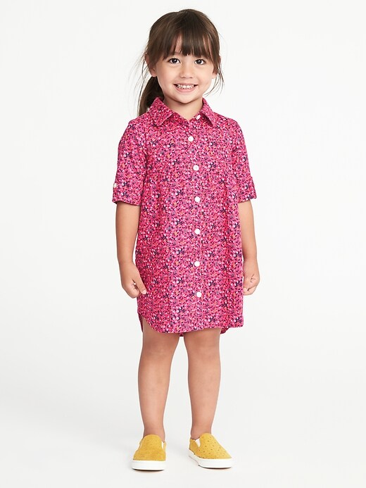 View large product image 1 of 3. Floral Shirt Dress for Toddler Girls