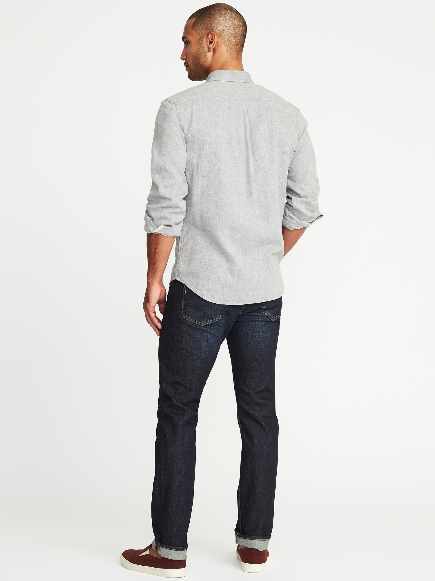 Slim-Fit Herringbone Linen-Blend Classic Shirt for Men | Old Navy