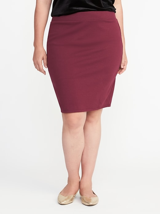 View large product image 1 of 2. Plus-Size Ponte-Knit Pencil Skirt