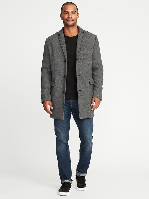 Wool-Blend Twill Topcoat for Men | Old Navy