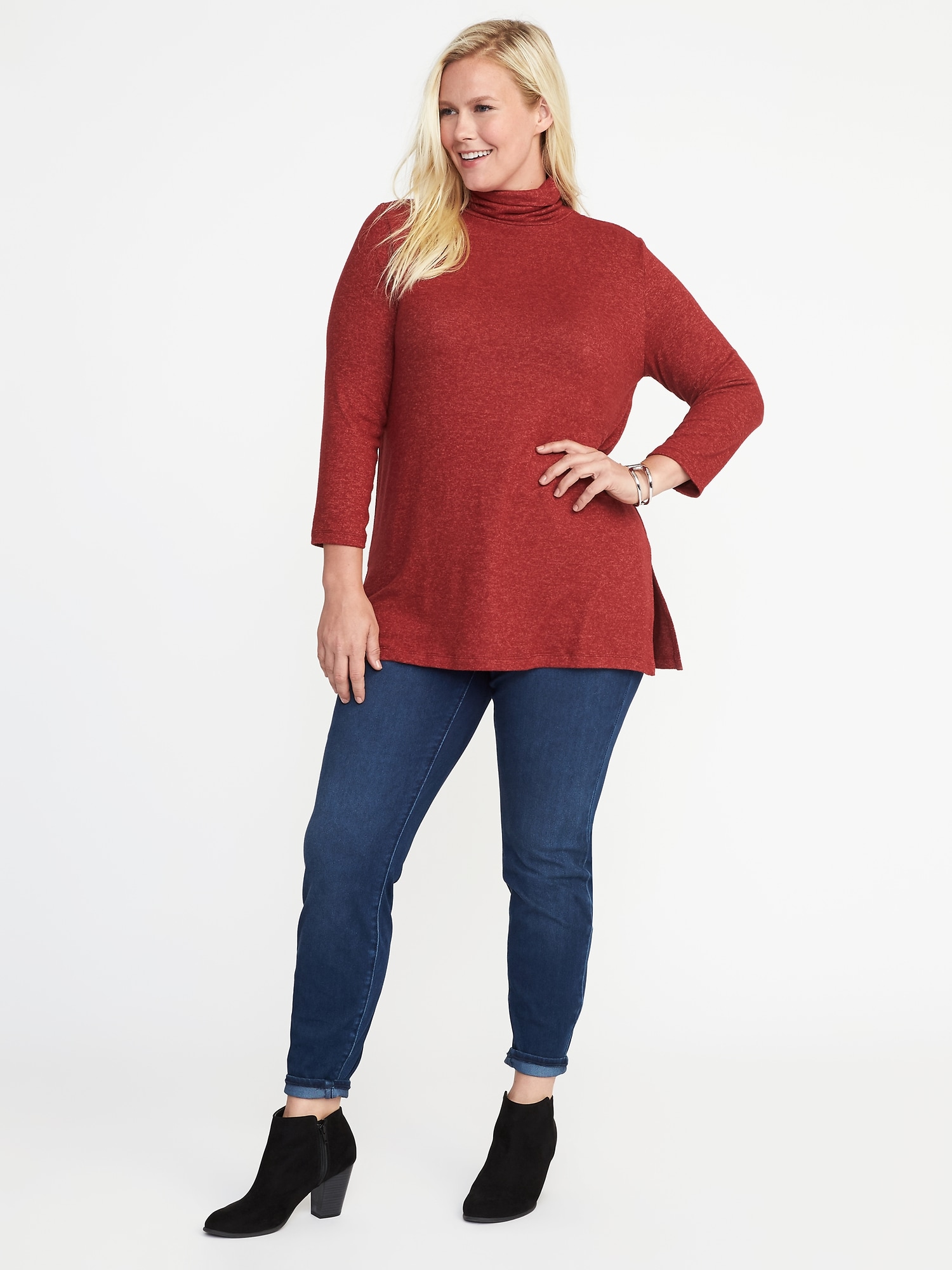 Plush-Knit Plus-Size Turtleneck Tunic | Old Navy