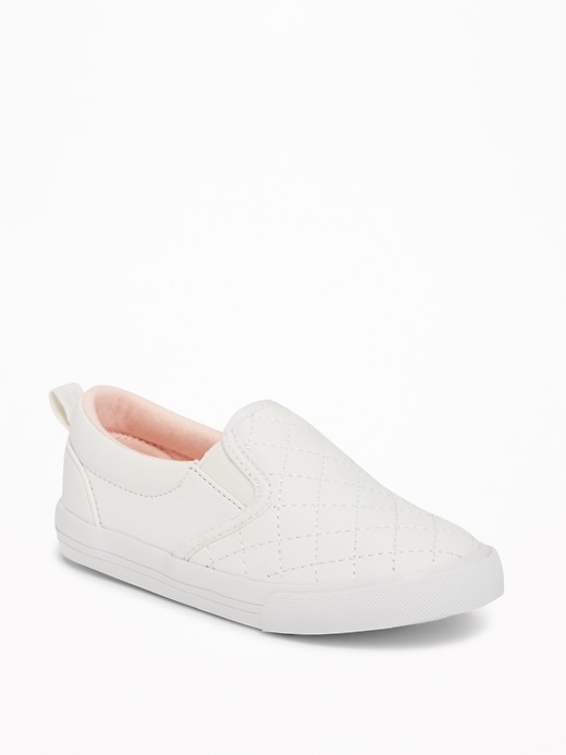 View large product image 1 of 4. Quilted Faux-Leather Slip-Ons for Toddler Girls
