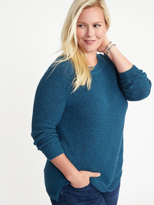 Image number 4 showing, Plus-Size Shaker-Stitch Sweater
