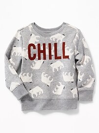View large product image 4 of 4. "Chill" Polar Bear Graphic Sweatshirt for Toddler Boys