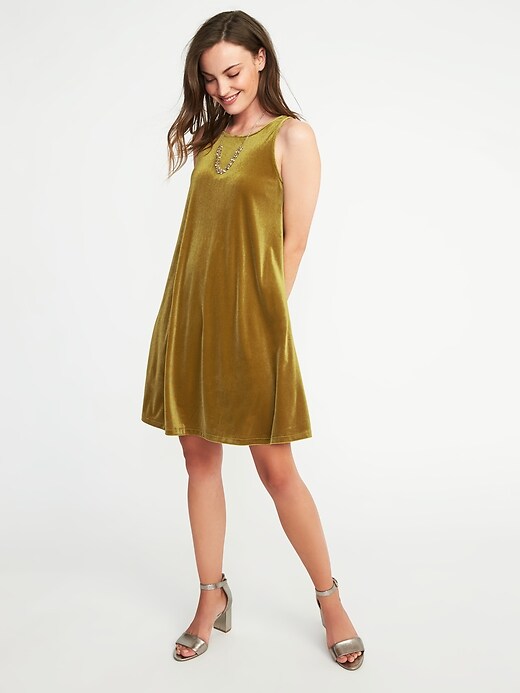 Old navy velvet swing dress best sale