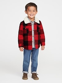 Sherpa-Lined Plaid Shirt Jacket for Toddler Boys | Old Navy