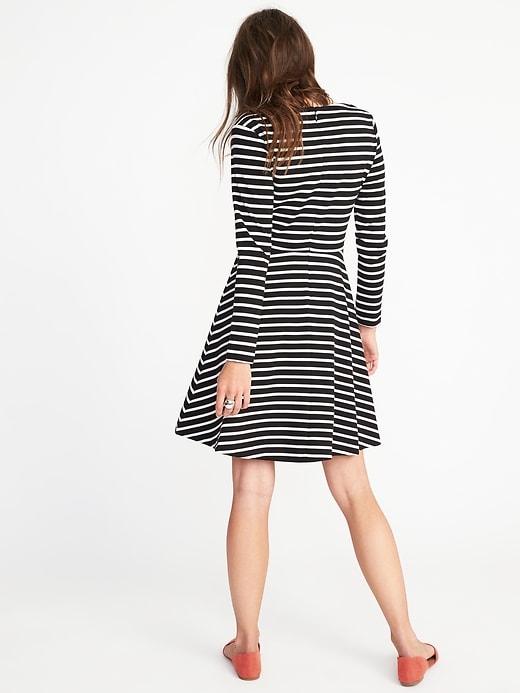 Ponte-Knit Boat-Neck Fit & Flare Dress for Women | Old Navy
