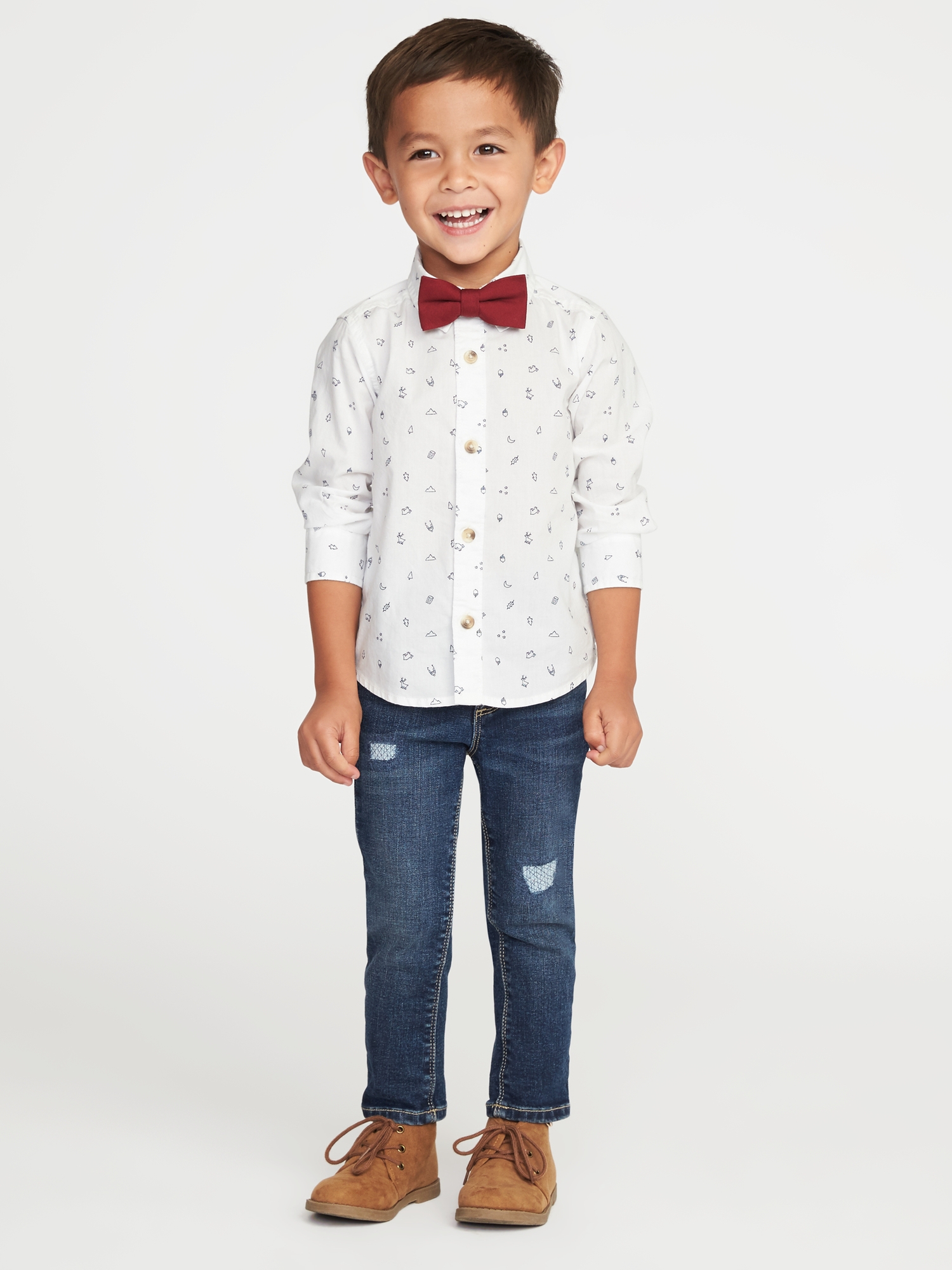 Printed Dress Shirt & Bow-Tie Set for Toddler Boys | Old Navy