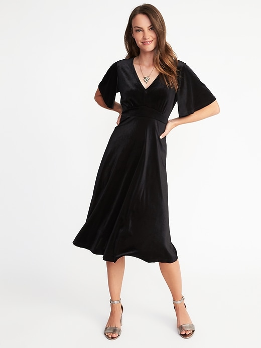 Fit & Flare Velvet Midi Dress for Women | Old Navy