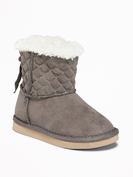 View large product image 1 of 1. Quilted Faux-Suede Adoraboots for Toddler Girls