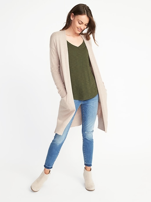 Image number 1 showing, Luxe Super-Long Open-Front Cardi for Women