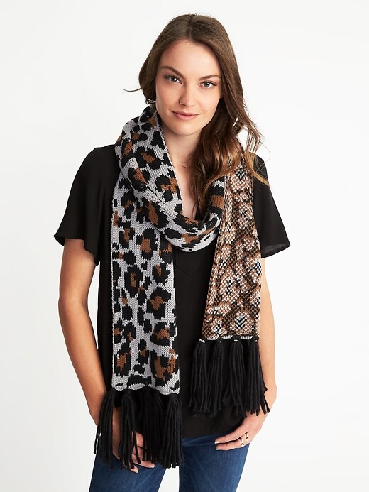 Leopard print scarf old clearance navy