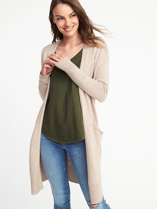 Image number 3 showing, Luxe Super-Long Open-Front Cardi for Women