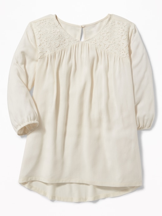 View large product image 1 of 3. Lace-Yoke Swing Blouse for Girls